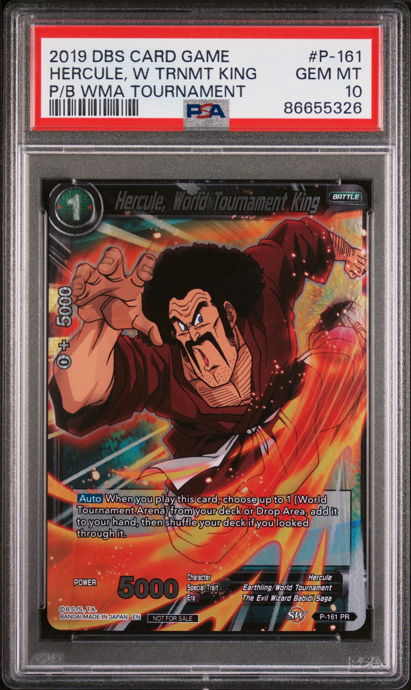 2019 DRAGON BALL SUPER POWER WORLD MARTIAL ARTS HERCULE W KING #P-161 PSA 10