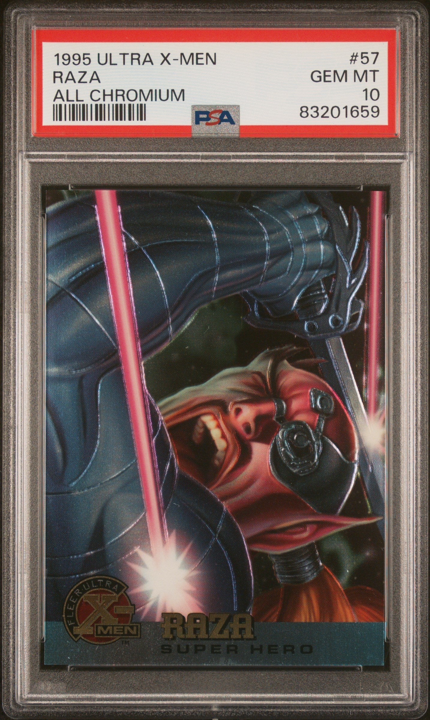1995 ULTRA X-MEN ALL CHROMIUM RAZA ALL CHROMIUM #57 - PSA 10
