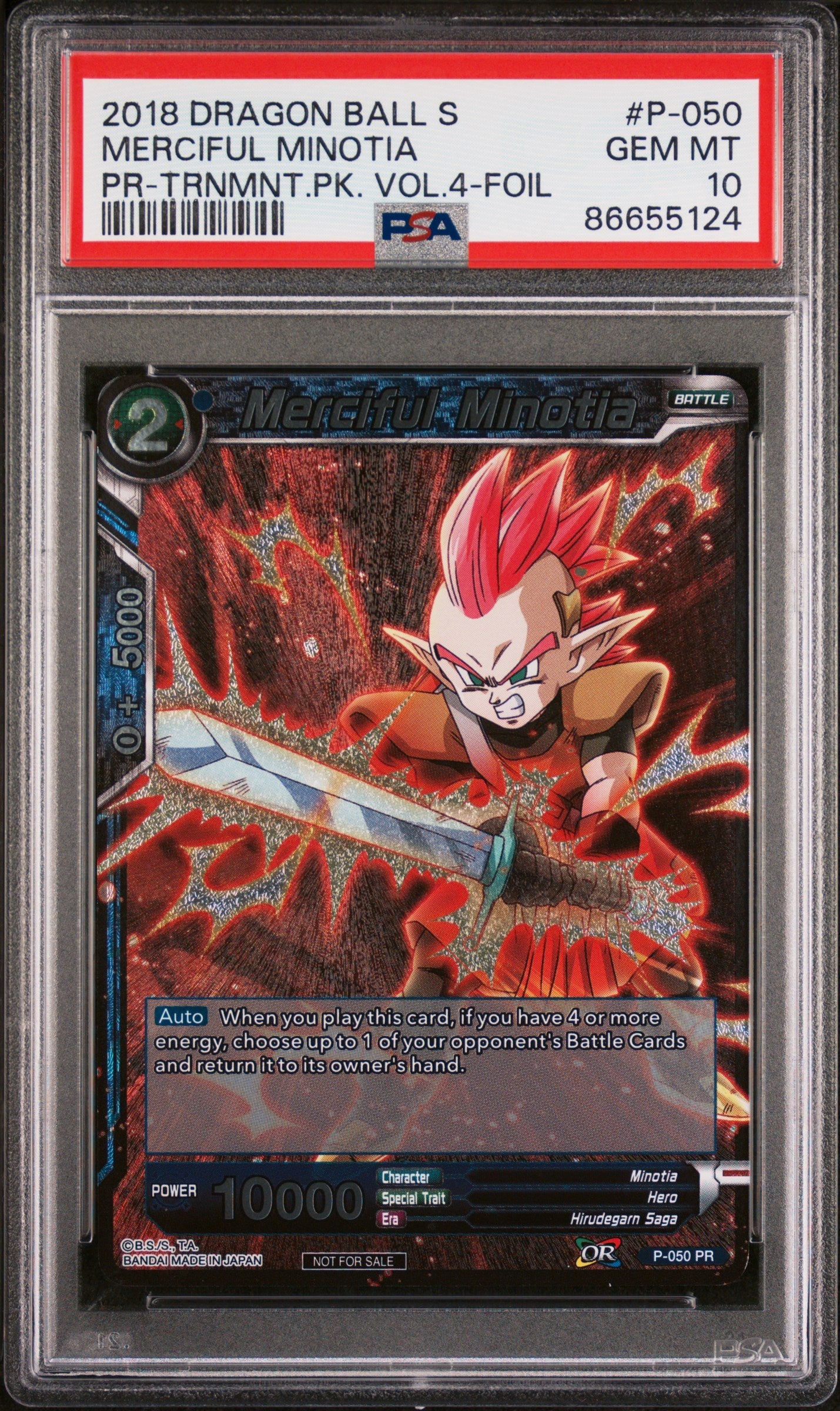 2018 DRAGON BALL SUPER MERCIFUL MINOTIA #P-050 - PSA 10