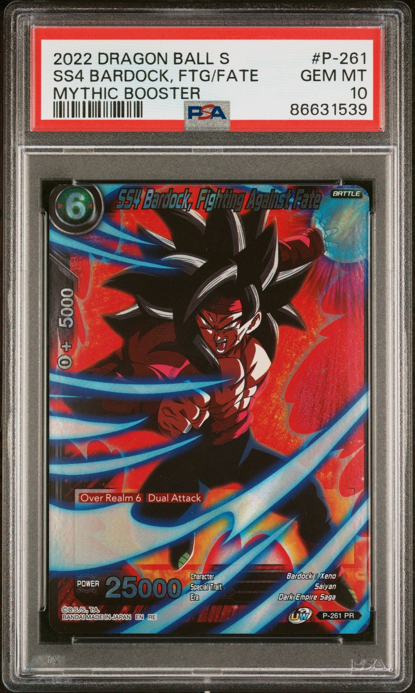 2022 DRAGON BALL SUPER MYTHIC BOOSTER SS4 BARDOCK, FTG/FATE #P-261 - PSA 10