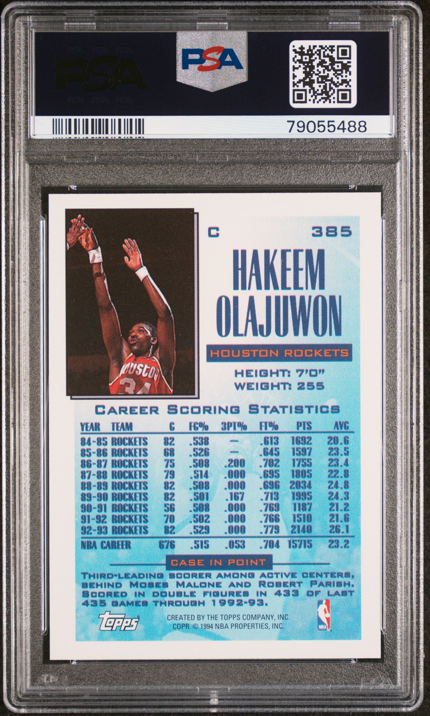 1993 TOPPS HAKEEM OLAJUWON #385 - PSA 10