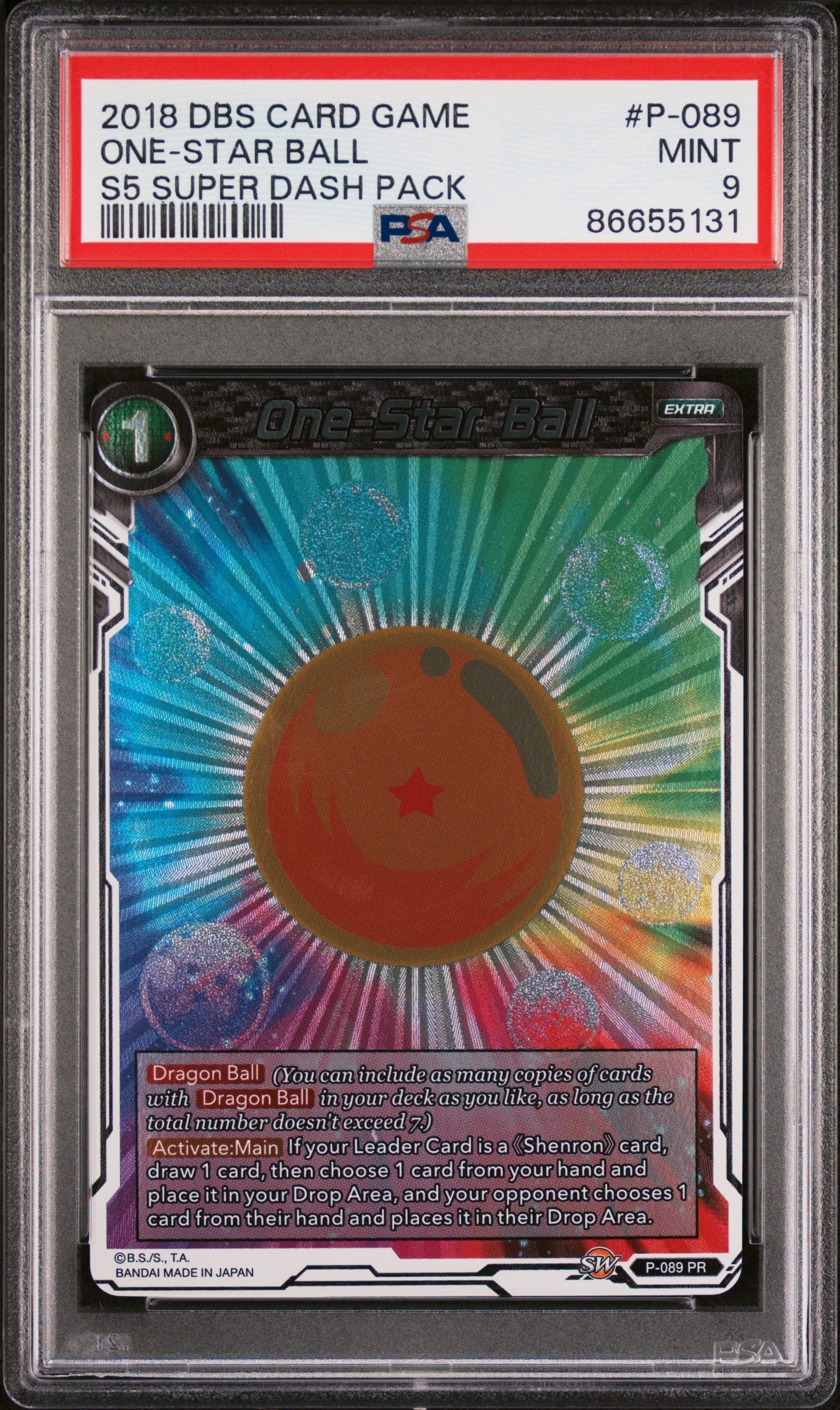 2018 DRAGON BALL SUPER SUPER DASH ONE-STAR BALL #P-089 - PSA 9