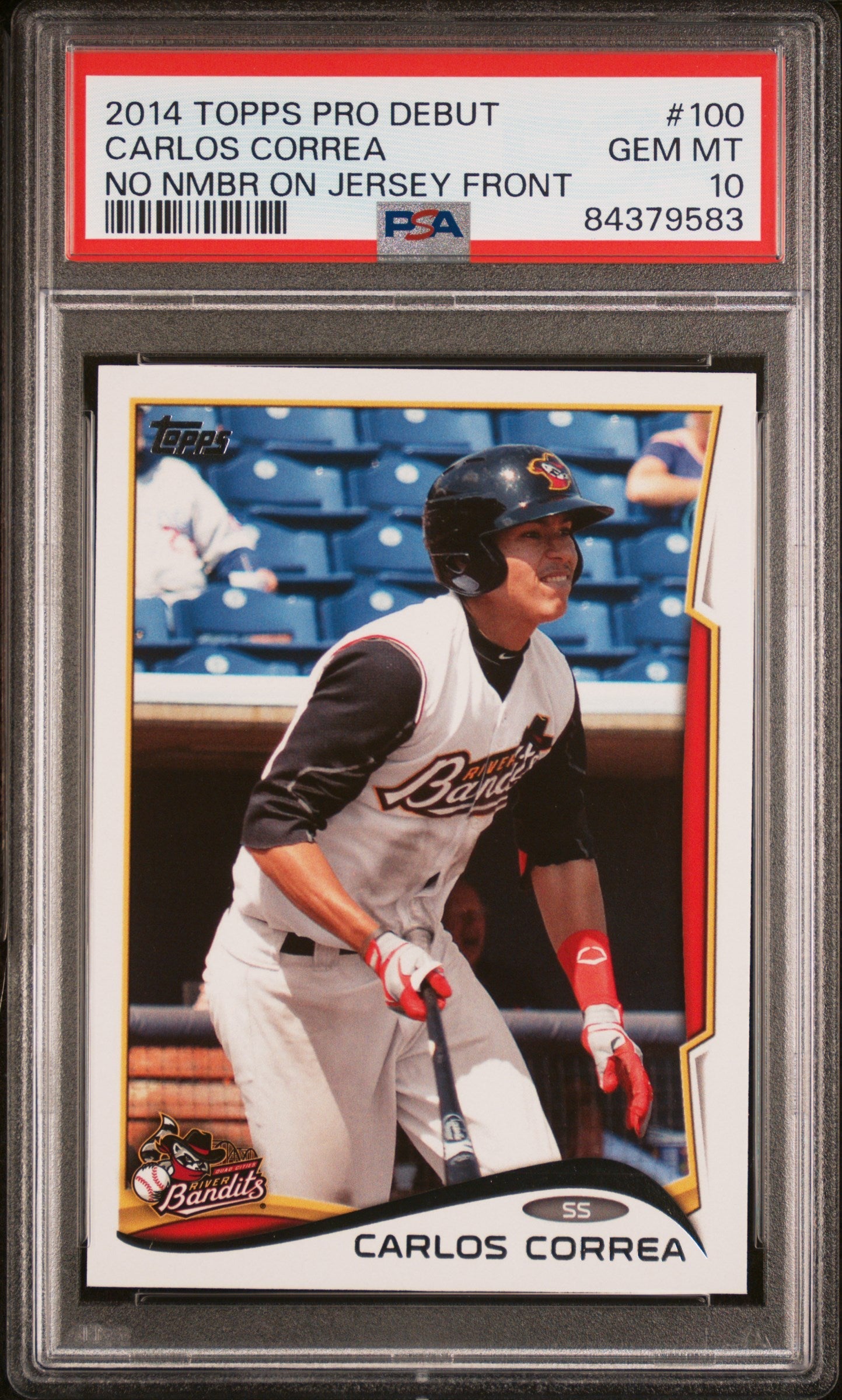 2014 TOPPS PRO DEBUT CARLOS CORREA NO NMBR ON JERSEY FRONT #100 - PSA 10 ROOKIE CARD