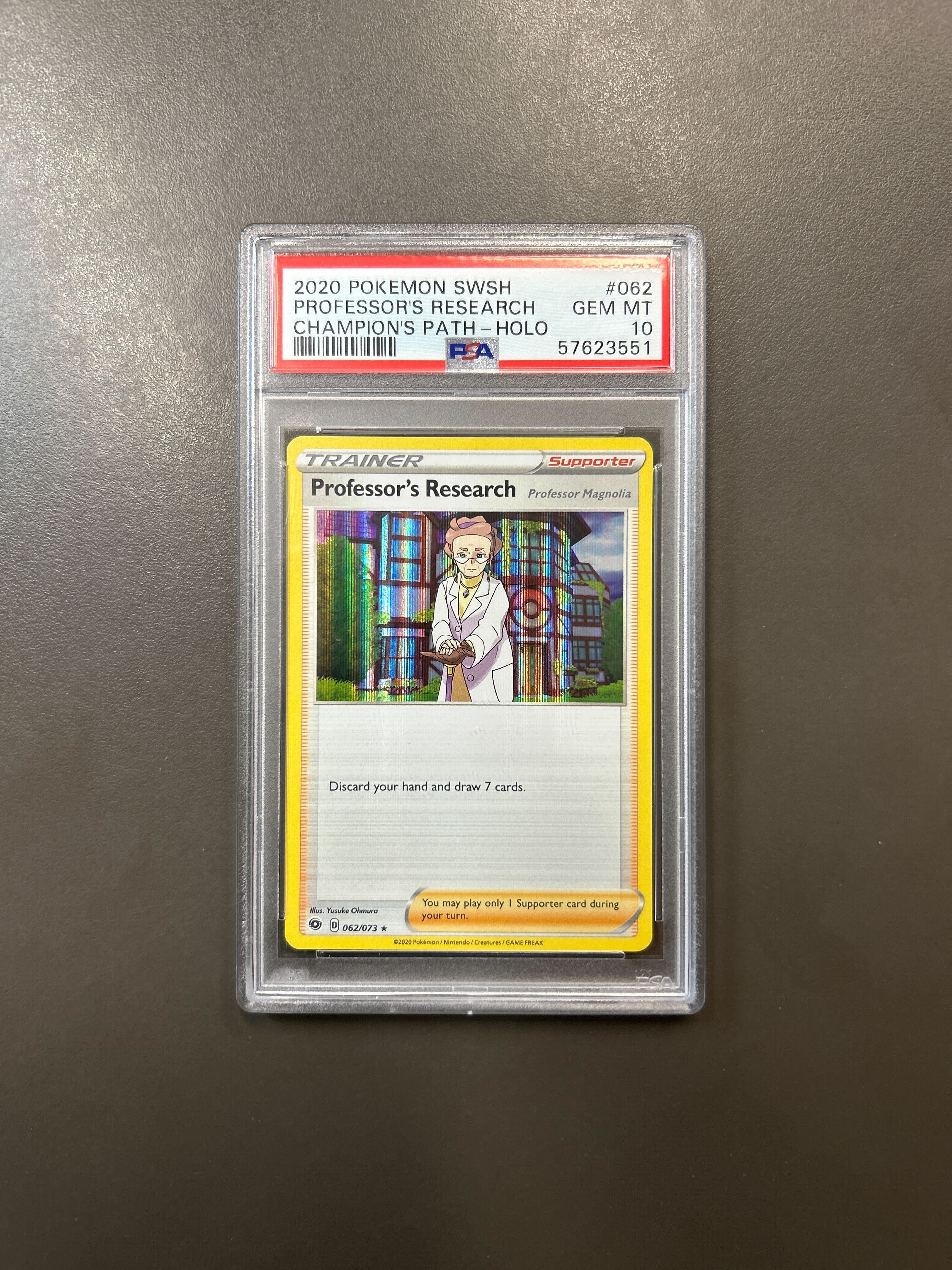 2020 POKEMON SWORD & SHIELD CHAMPION'S PATH PROFESSOR'S RESEARCH HOLO #62 PSA 10