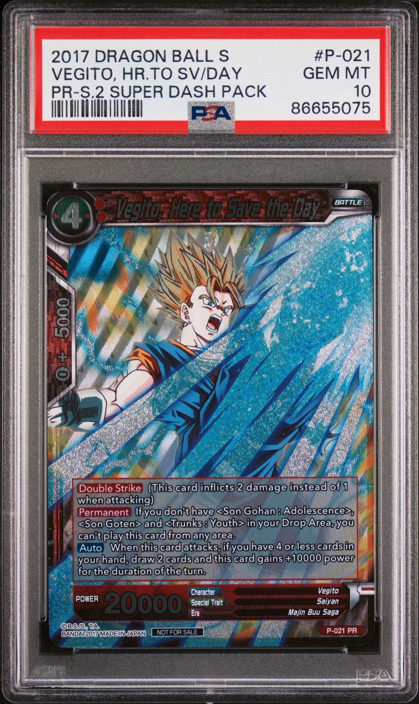 2017 DRAGON BALL SUPER VEGITO, HR.TO SV/DAY #P-021 - PSA 10