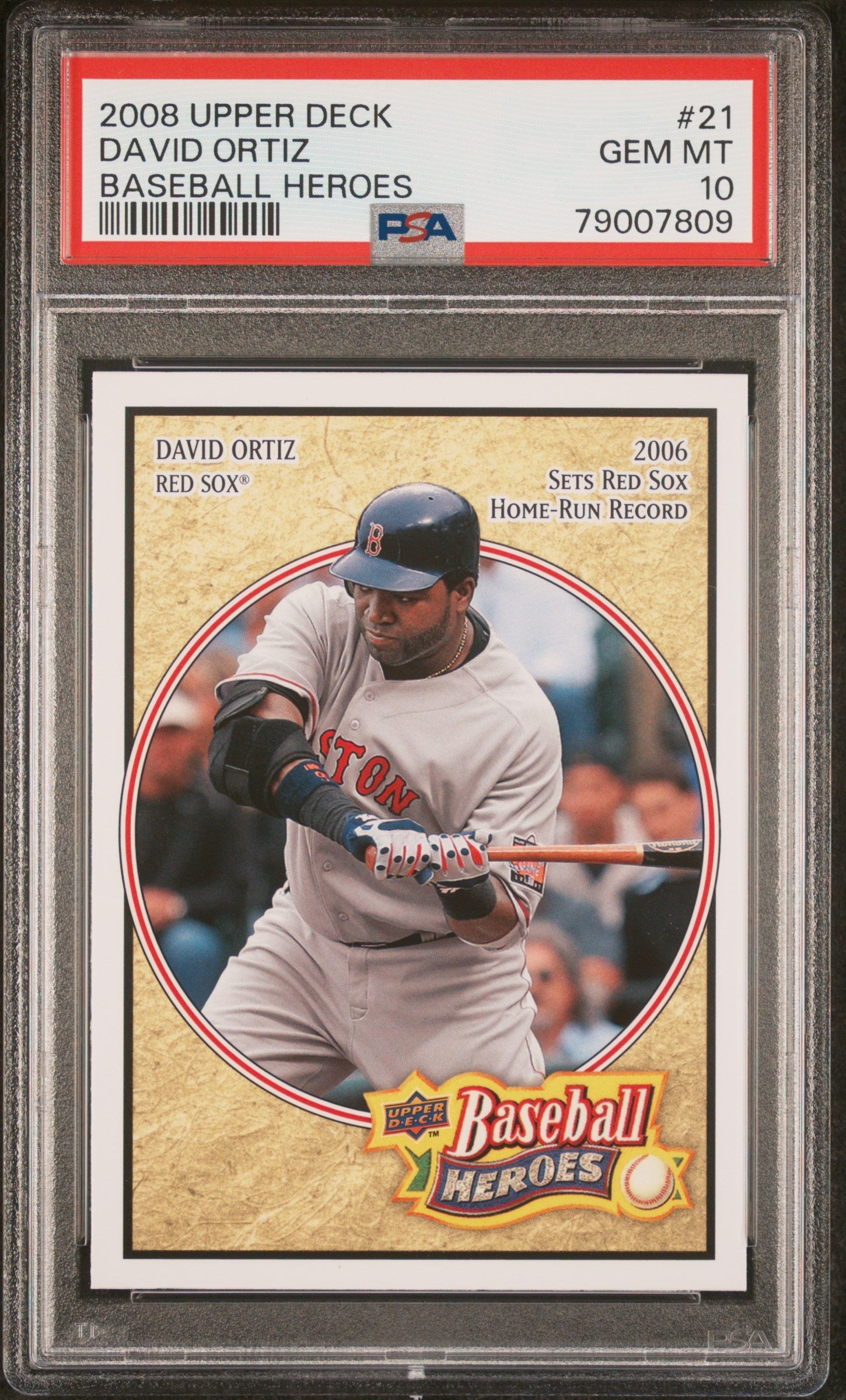 2008 UPPER DECK BASEBALL HEROES DAVID ORTIZ BASEBALL #21 - PSA 10