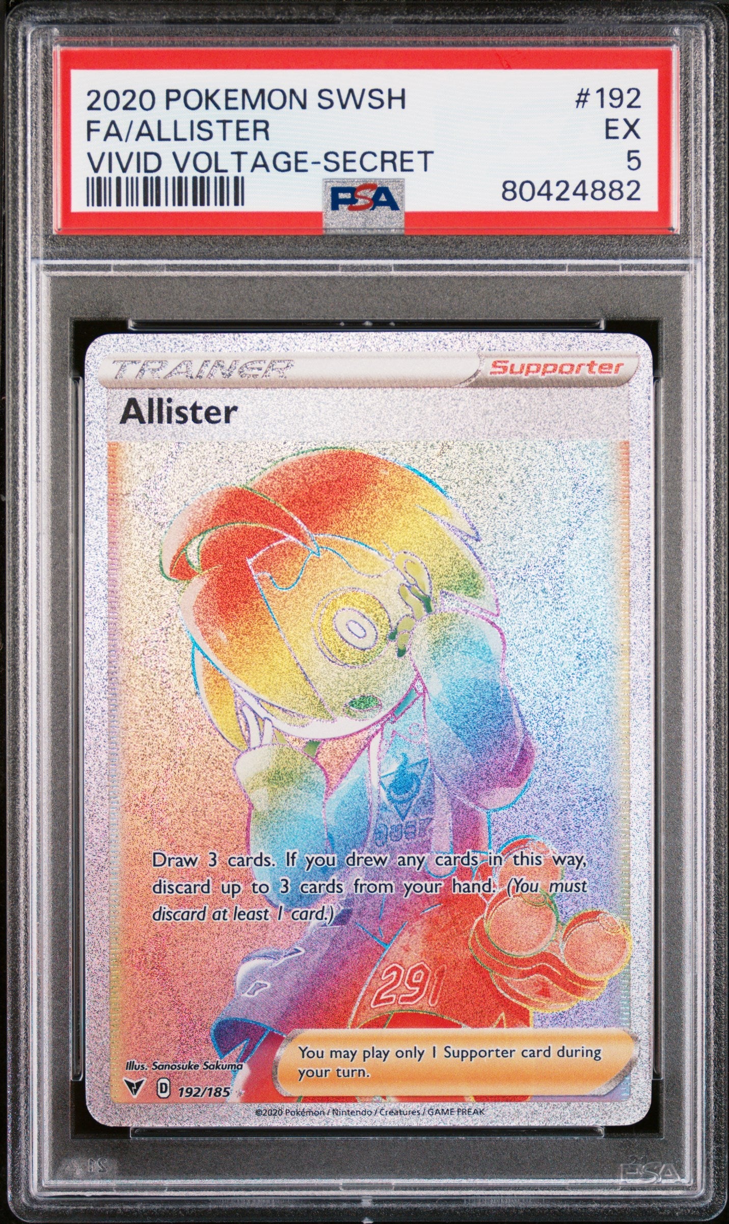 2020 POKEMON SWORD & SHIELD VIVID VOLTAGE FULL ART ALLISTER #192 PSA 5