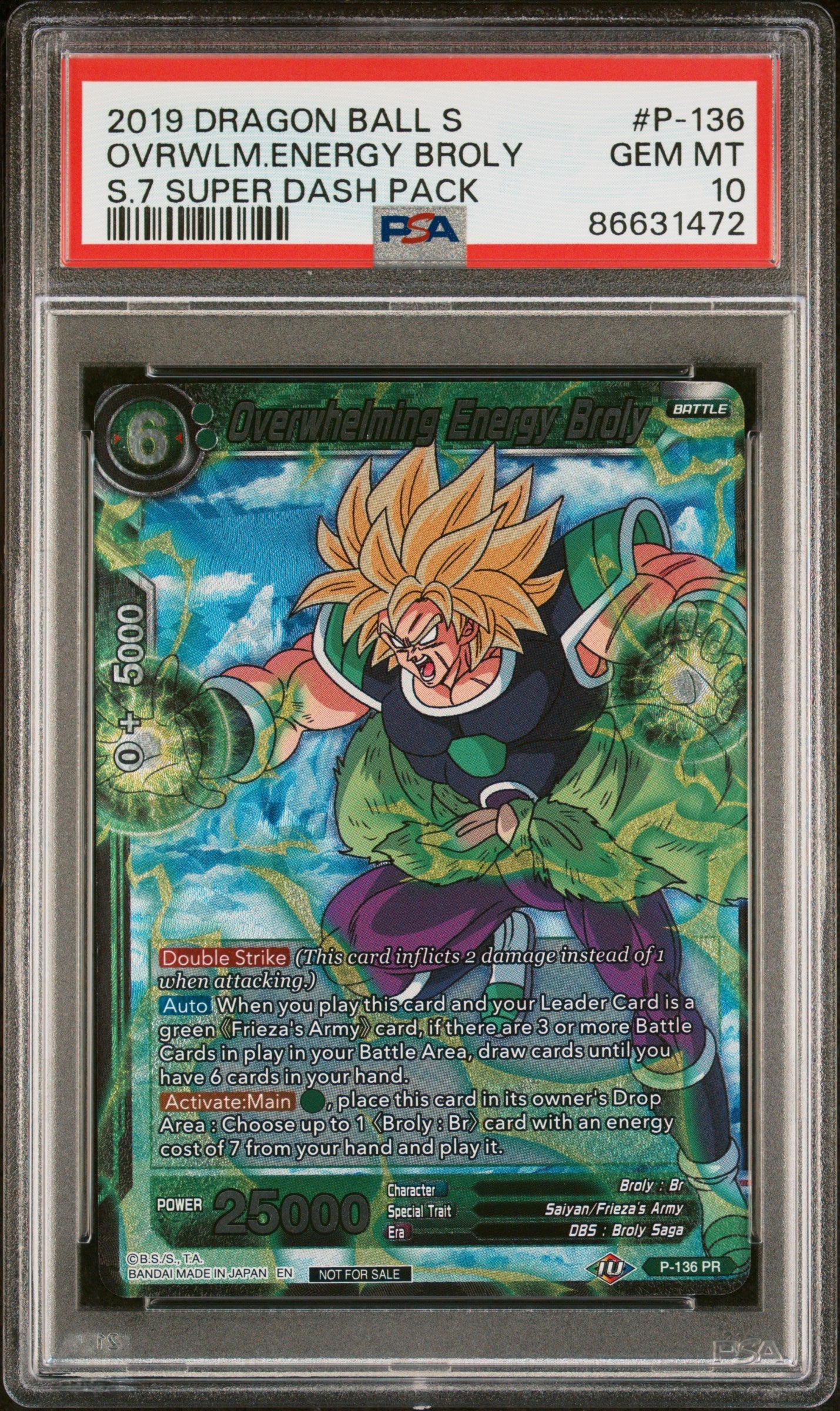 2019 DRAGON BALL SUPER OVRWLM.ENERGY BROLY #P-136 - PSA 10