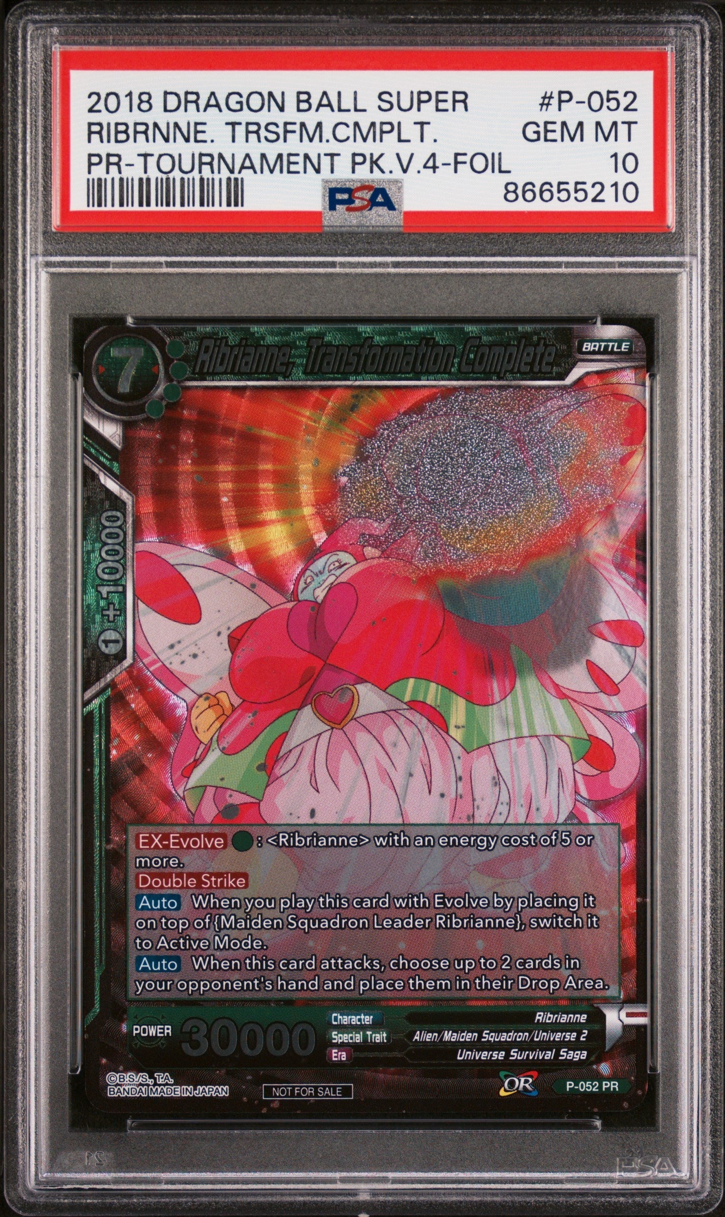 2018 DRAGON BALL SUPER RIBRNNE. TRSFM.CMPLT. #P-052 - PSA 10