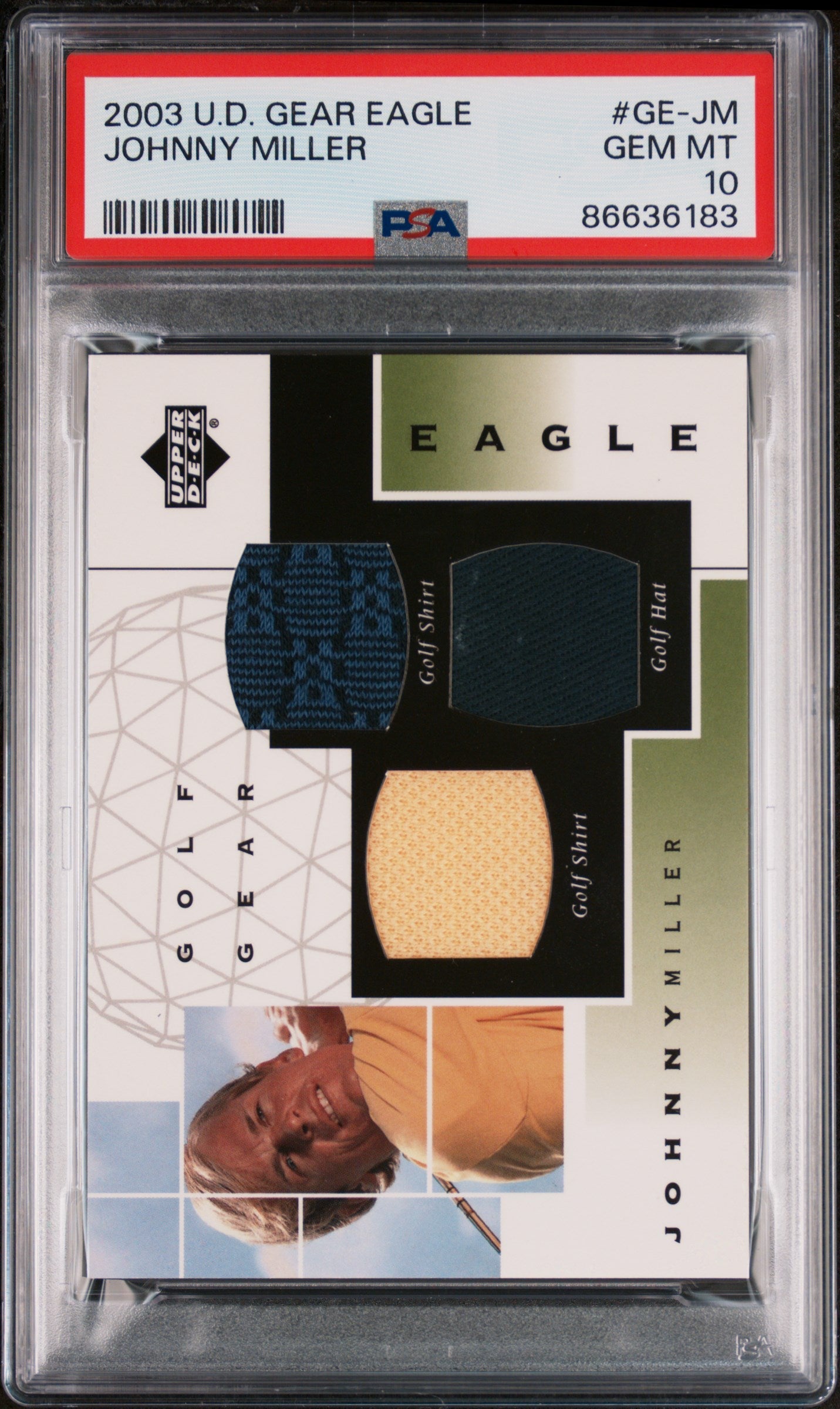 2003 UPPER DECK GEAR EAGLE JOHNNY MILLER #GE-JM - PSA 10 RELIC