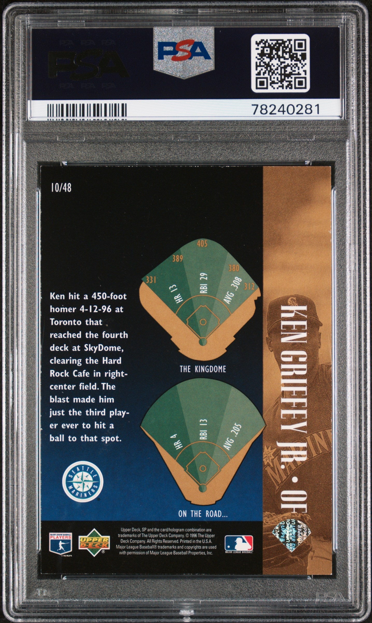 1996 SP SPECIAL F/X KEN GRIFFEY JR.  #10 - PSA 7