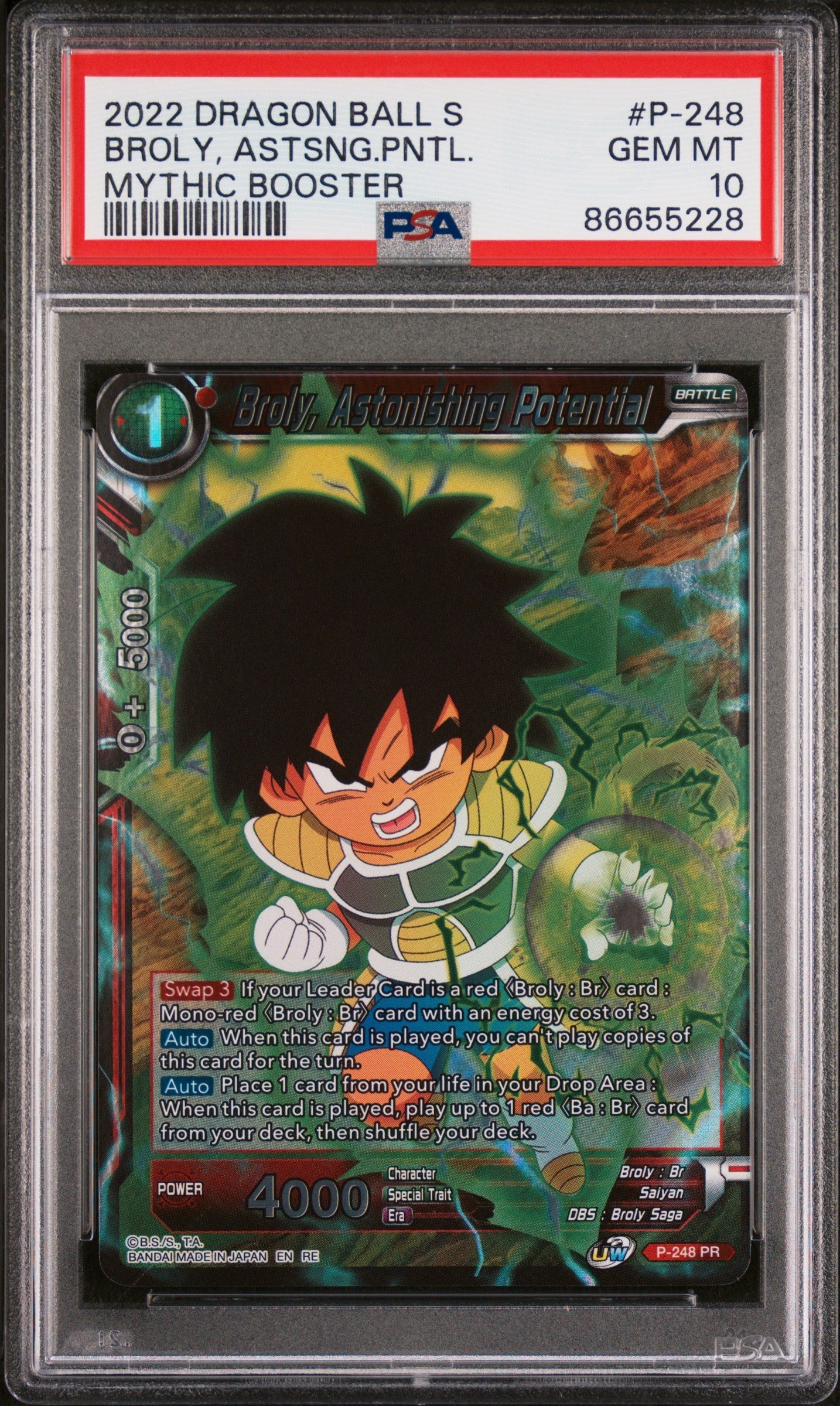 2022 DRAGON BALL SUPER MYTHIC BOOSTER BROLY, ASTSNG.PNTL. #P-248 - PSA 10