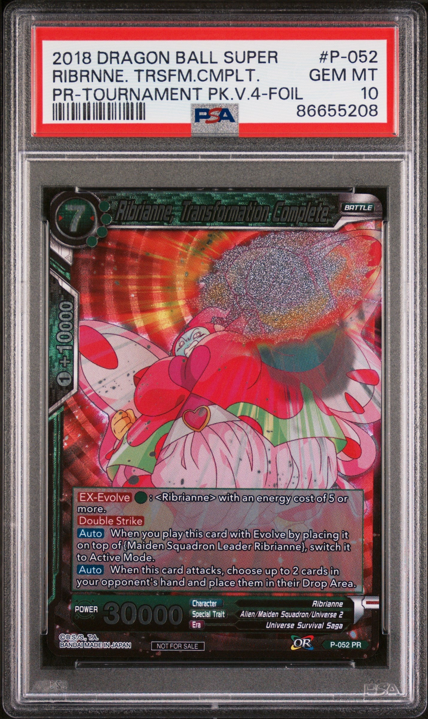 2018 DRAGON BALL SUPER RIBRNNE. TRSFM.CMPLT. #P-052 - PSA 10