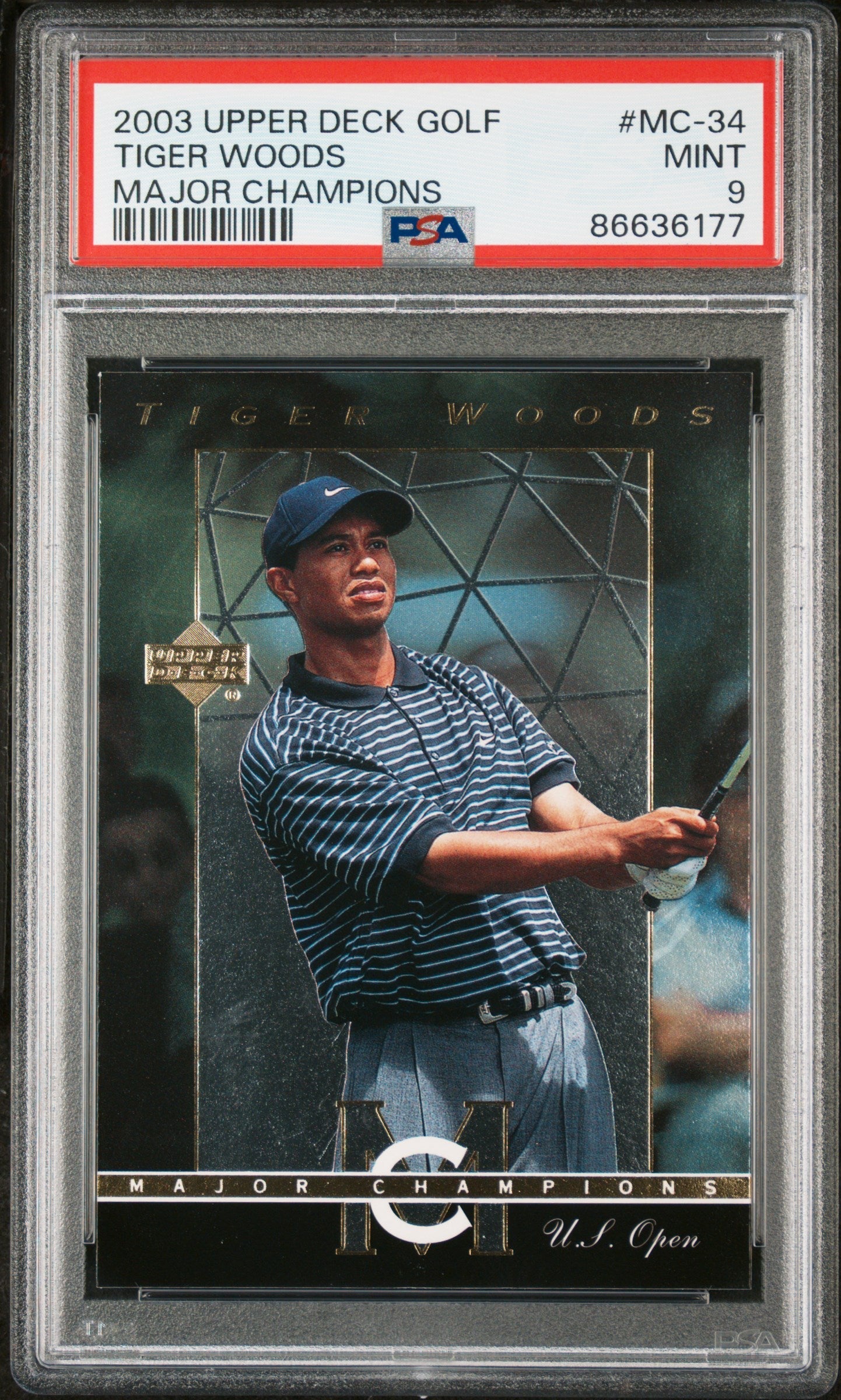 2003 UPPER DECK MAJOR CHAMPIONS TIGER WOODS MAJOR CHAMPIONS #MC-34 - PSA 9