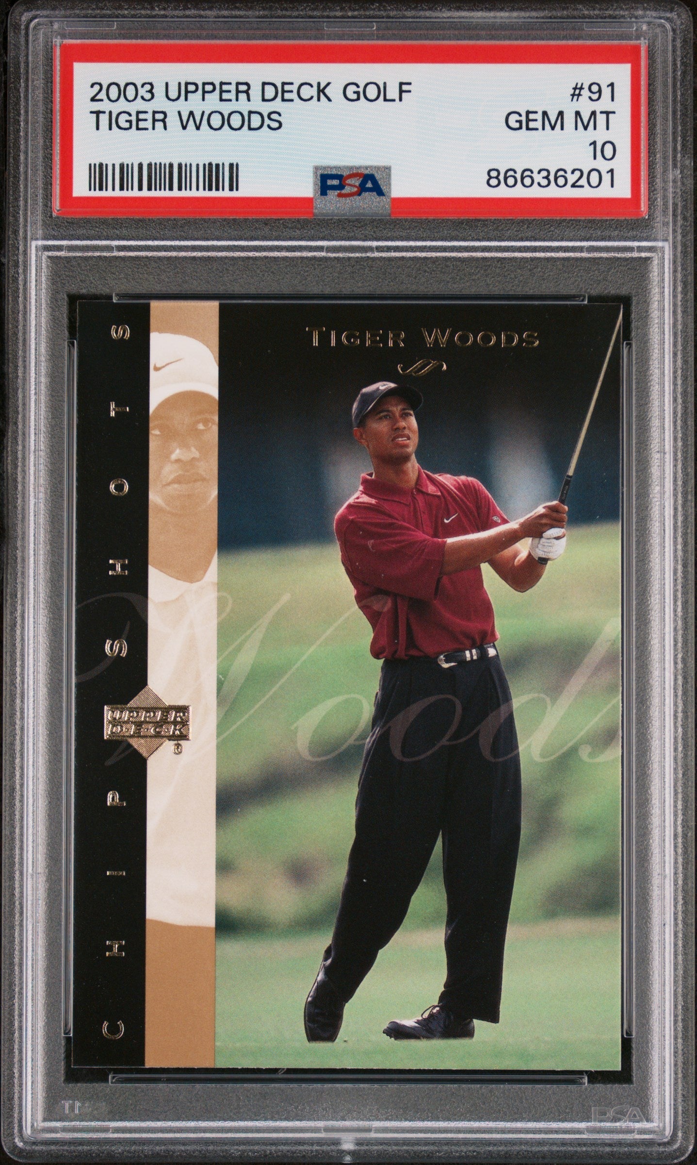 2003 UPPER DECK GOLF TIGER WOODS  #91 - PSA 10